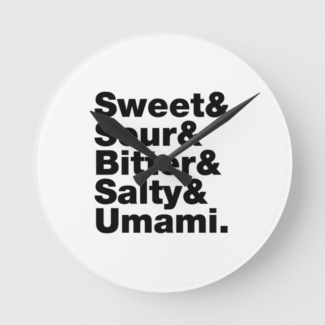 Relógio Redondo Cinco gostos básicos (Frente)