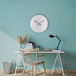 Relógio Redondo Cinza de prata Ombre Gem Crystal Diamond White