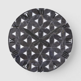 Relógio Redondo cinza elegante flor mosaica padrão de Azulejos