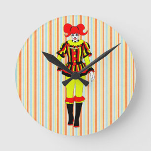 Relógio Redondo Circo Palhaço mostra uma aberrante arte de gótic