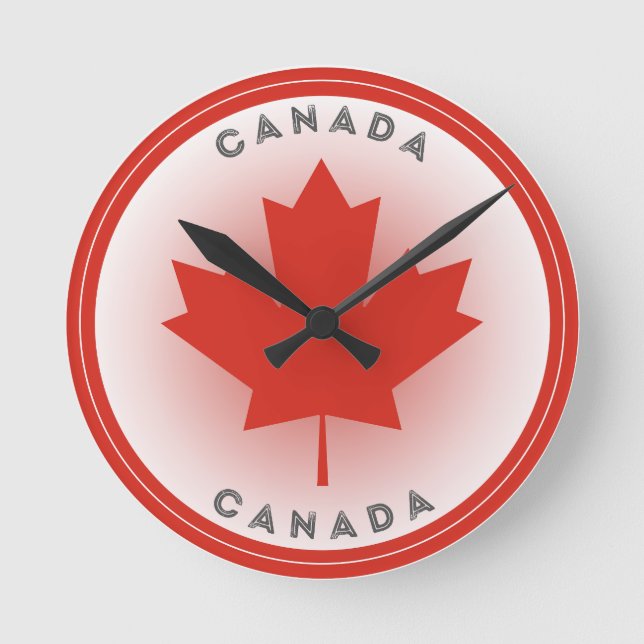 Relógio Redondo Círculo da Folha de Bordo do Canadá (Frente)