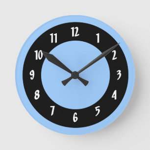 Relógio Redondo Círculos de Cornflower Blue e Black