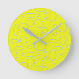 Relógio Redondo Círculos e laços amarelos