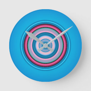 Relógio Redondo Círculos - Rosa Azul