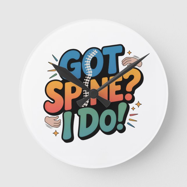 Relógio Redondo Citação da Saúde Humor Spine do Chiropractor (Frente)