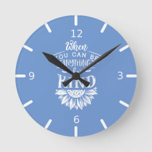 Relógio Redondo Citação Inspirativa Girassol