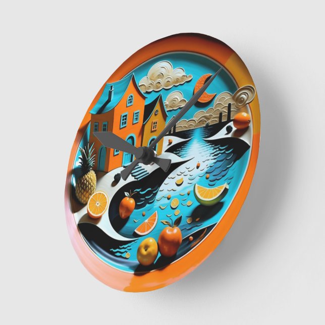 Relógio Redondo Citrus Dreamscape (Ângulo)