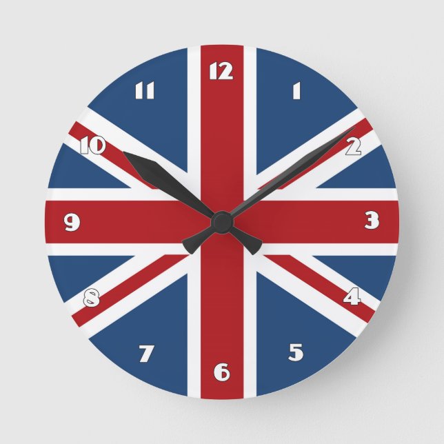 Relógio Redondo Classic Union Jack UK Flag (Frente)