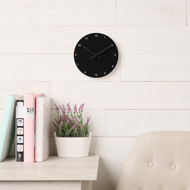Relógio Redondo Clássico Obsidiano Black Round Acrylic Wall Clock (Sala de leitura)