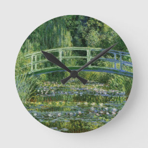 Relógio Redondo Claude Monet Water Lily e Ponte Japonesa