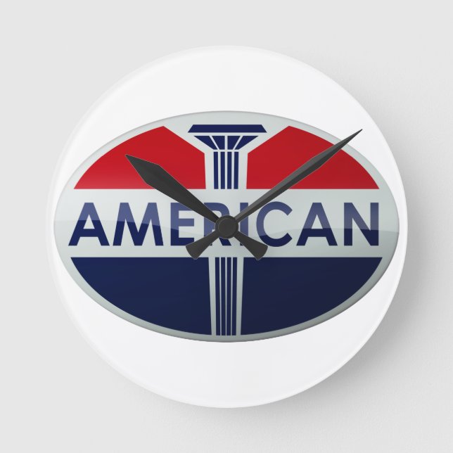 Relógio Redondo clock de placa de estação de gasolina American Gas (Frente)