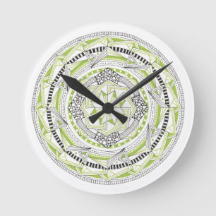 Relógio Redondo CLOCK with Original Mandala Inspired Design Green