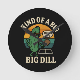 Relógio Redondo Clube Social de Pickleball Engraçado Big Dill