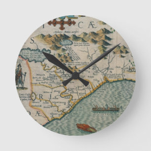 Relógio Redondo Coast of North Carolina, detail of the map titled