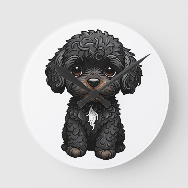 Relógio Redondo Cockapoo Preto (Frente)