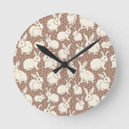 Relógio Redondo Coelhos fofinhos Bonanza - Mocha Mousse.