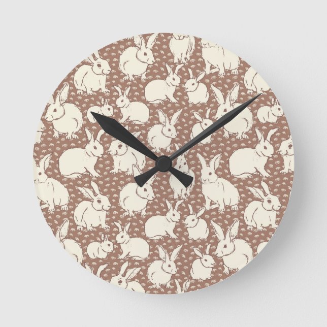 Relógio Redondo Coelhos fofinhos Bonanza - Mocha Mousse. (Frente)