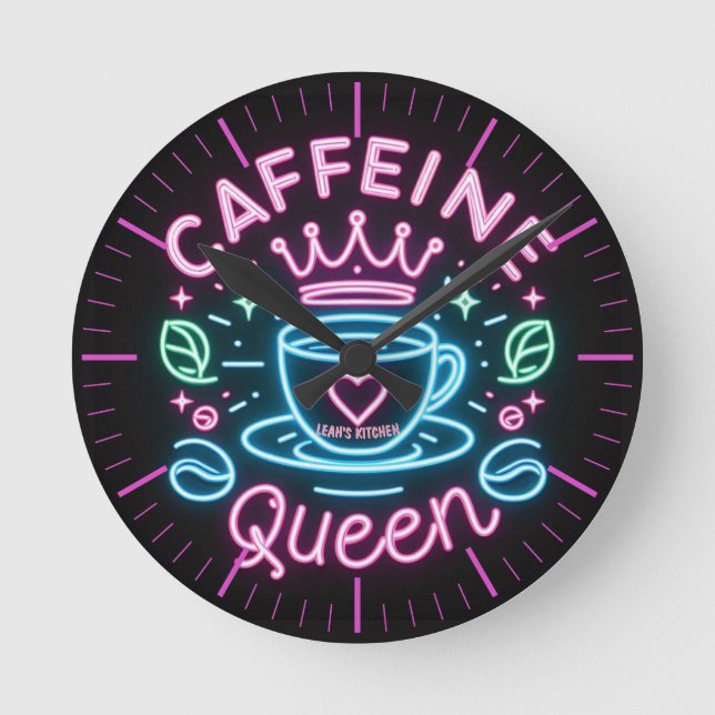 Relógio Redondo ☕ Coffeecore Coffee Memória Caffeine Queen (Frente)