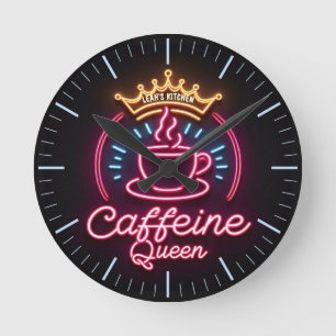 Relógio Redondo ☕ Coffeecore Coffee Memória Caffeine Queen