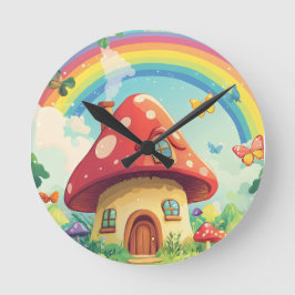 Relógio Redondo Cogumelos e arco-íris 10