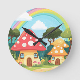 Relógio Redondo Cogumelos e arco-íris 15