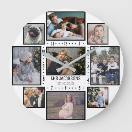 Relógio Redondo Colagem de Fotografias da Família 9 Fotos Personal