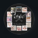 Relógio Redondo Colagem de Fotos 12 Personalizada<br><div class="desc">Colagem de fotos 12 relógio personalizado de Modelo na parede ...  simplesmente adicione suas próprias fotografias e texto a este relógio de excelente na parede ...  fácil de personalizar ...  relógio personalizável de modelo de foto do Ricaso - ideias-presentes perfeitas</div>