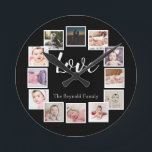 Relógio Redondo Colagem de Fotos 12 Personalizada<br><div class="desc">Colagem de fotos 12 relógio personalizado de Modelo na parede ...  simplesmente adicione suas próprias fotografias e texto a este relógio de excelente na parede ...  fácil de personalizar ...  relógio personalizável de modelo de foto do Ricaso - ideias-presentes perfeitas</div>