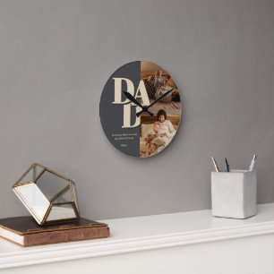 Relógio Redondo Colagem de Fotos de Dia de os pais Personalizada  