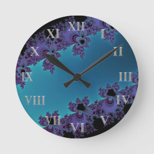 Relógio Redondo Coleção ciana roxa elegante do Fractal