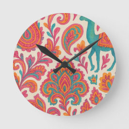 Relógio Redondo coloração d'água do estilo cigano colorido da índi