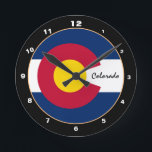Relógio Redondo Colorado Flag & Colorado fashion /design USA<br><div class="desc">RELÓGIO DE PAREDE: design de moda do Colorado & Colorado Flag - amo meu país,  viagem,  feriado,  patriotas rurais / fãs de esportes</div>