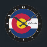 Relógio Redondo Colorado Flag & Colorado fashion /design USA<br><div class="desc">RELÓGIO DE PAREDE: design de moda do Colorado & Colorado Flag - amo meu país,  viagem,  feriado,  patriotas rurais / fãs de esportes</div>
