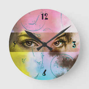 Relógio Redondo Colorful Abstract Pop Art, Eyes Round Clock