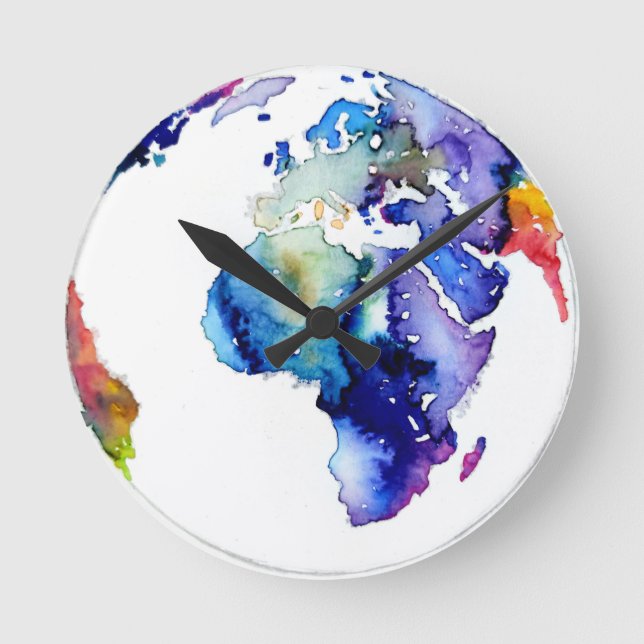 Relógio Redondo Colorful Earth  (Frente)