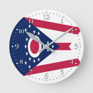 Relógio Redondo com Bandeira de Ohio