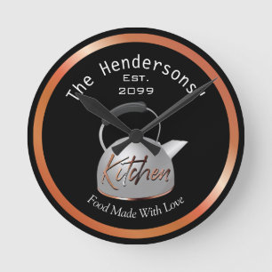 Relógio Redondo Comida De Cozinha De Cobre Feita Com Amor