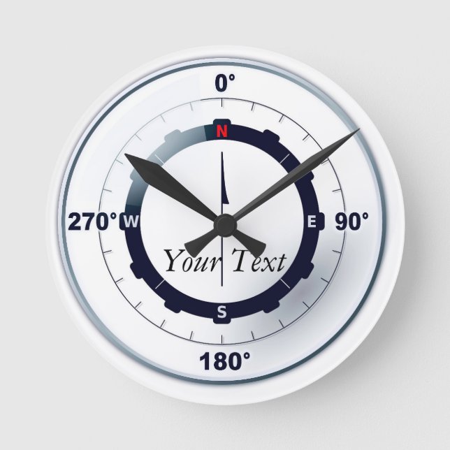 Relógio Redondo Compass de Navios Náuticos (Frente)
