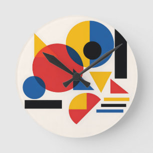 Relógio Redondo Composição Abstrata Geométrica Bauhaus