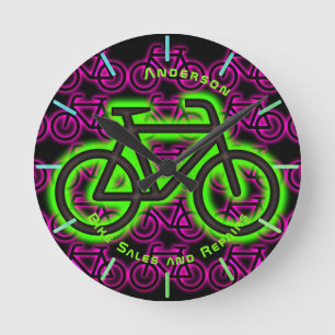 Relógio Redondo Compro Neon BIKE Repara Muro Personalizado