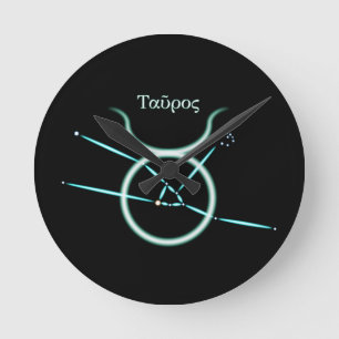 Relógio Redondo Constelação de Zodiac Taurus Round Clock