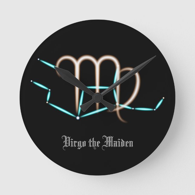 Relógio Redondo Constelação Zodiac Virgo Round Clock (Frente)