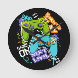 Relógio Redondo Controladores de jogo Graffiti Jogos Nascido Para