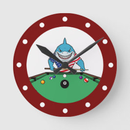 Relógio Redondo Cool Man Cave Pool Shark Wall Clocks