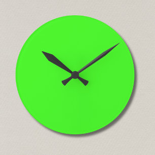 Relógio Redondo Cor Sólida Neon Verde   Clássico