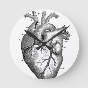 Relógio Redondo Coração anatômico preto