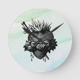 Relógio Redondo Coração Sagrado de Mary Round Clock