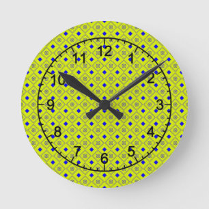 Relógio Redondo Corante ocular, amarelo e azul