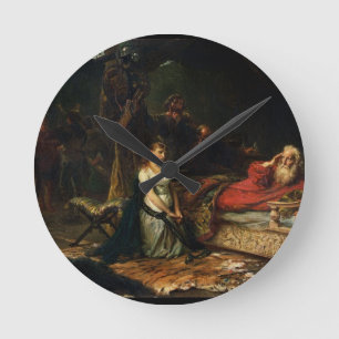 Relógio Redondo Cordelia e rei Lear (óleo em canvas)