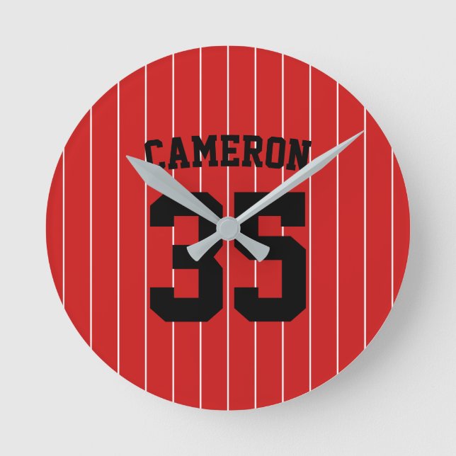 Relógio Redondo Cores Totalmente Editáveis Nome das Stripes de Bas (Frente)